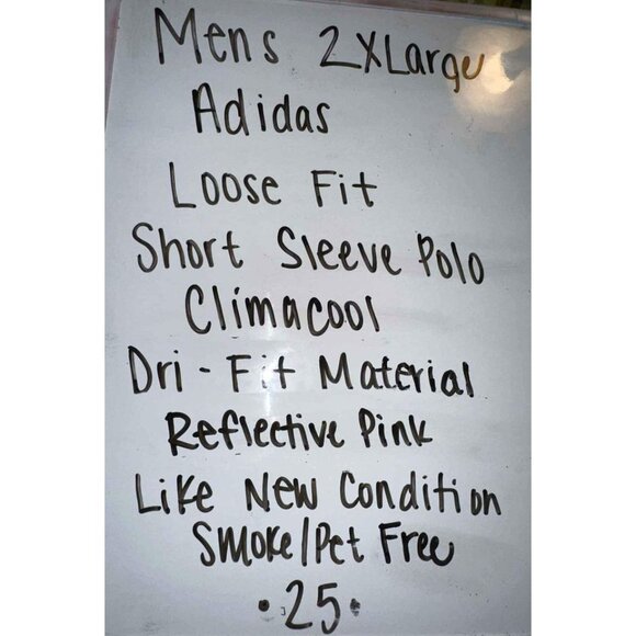 Adidas Mens 2XL ClimaCool Dri-Fit Reflective Pink Short Sleeve Polo Loose Fit - Picture 6 of 6